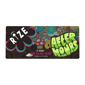 after hours x rize nootropic blend mushroom chocolate bar 5g dark sea salt crunch