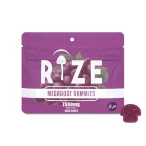 rize megadose gummies 15pc 7500mg sour grape
